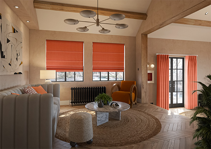 Carron, Tangerine - Motorised Roman Blind - Image 6